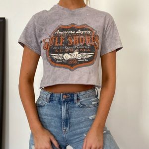 Cropped Graphic Tee Size S Grey tie dye